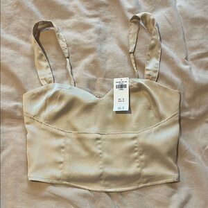 Satin Beige Crop Top